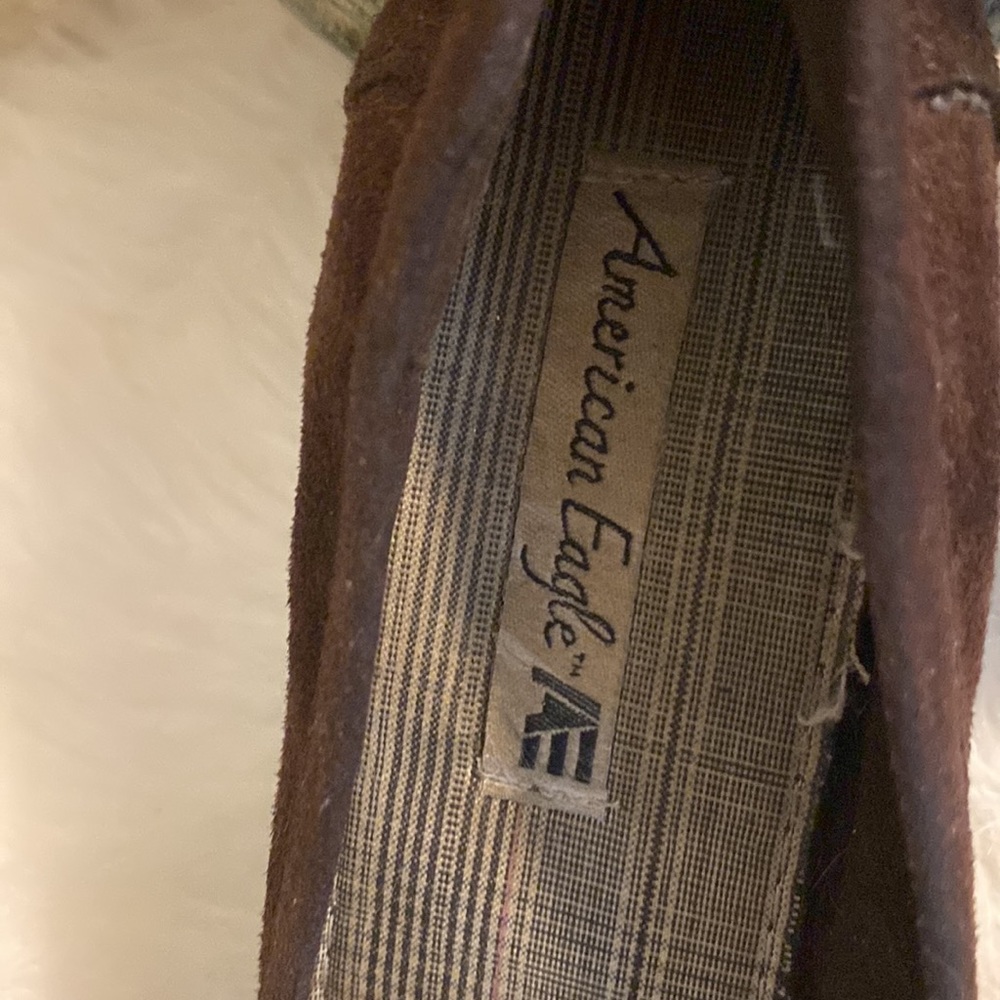 American Eagle Brown Buckled Wedge Heel Shoes - Picture 2 of 5